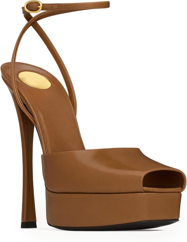 Women's Square Open Toe Ankle Strap Backless Platform Stiletto Casual Party Heels