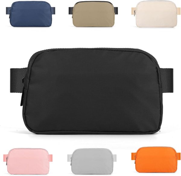 Unisex Mini Black Belt Bag Waterproof Waist Pack Adjustable for Travel Hiking