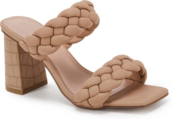 Women's Woven Chunky Heel Double Strap Summer Dress Sandals